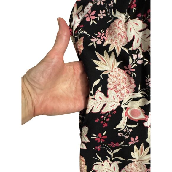 Floral Pineapple Print Smocked Bodice‎ Midi Maxi Dress w/Pockets Size 1X 16 18 - Picture 3 of 8